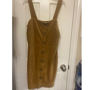 Camel brown button front rib dress 🌻